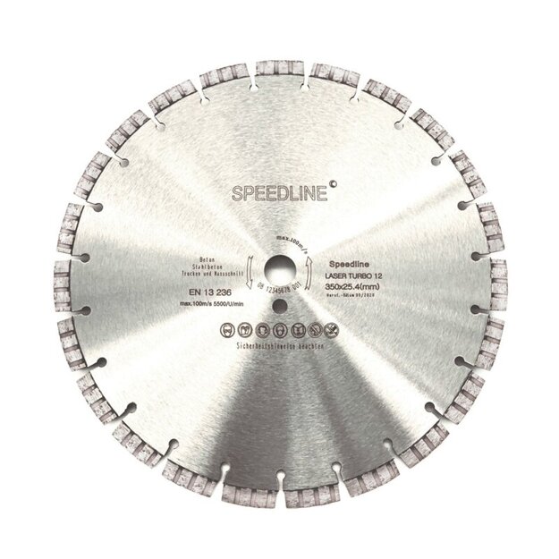 Deimantinis pjovimo diskas 350 mm Speedline Professional Laser Turbo 12