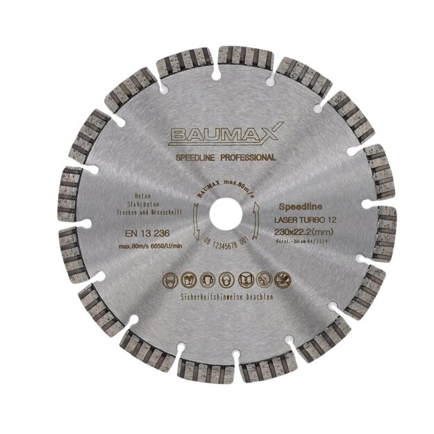 Deimantinis pjovimo diskas Ø 230 mm – BAUMAX Speedline Professional Laser Turbo 12